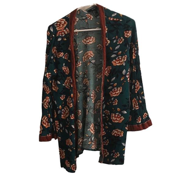 Forever 21 Floral Open front Top Size Large - Picture 1 of 7
